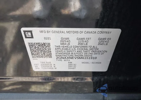 2021 Chevrolet Equinox Fwd Premier from USA, damaged, VIN 2GNAXNEV5M6151910